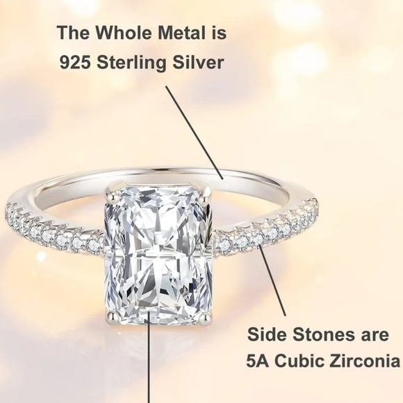 SOLD Certified 1ct t.w. Radiant Cut Moissanite Engagement Wedding Ring NEW - Picture 6 of 14